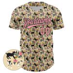Personalized Pink Black 3D Cat Baseball Jersey for Medium Pets Personalized Cream Medium Pink-Black 3D Animal Cat Baseball