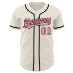 Customizable Medium Pink-Black Baseball Jersey - Personalized Sports Apparel Personalized Cream Medium Pink-Black Baseball