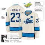 Custom Name and Number Personalized Hockey Jersey - Navy-Blue Cream Team Apparel Personalized Cream Navy-Blue Hockey Jersey