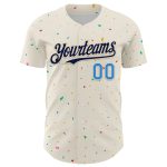Custom Name and Number Baseball Jersey in Cream Navy-Electric Blue 3D Confetti Design - Personalized Authentic Jersey Personalized