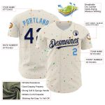 Custom Name and Number Baseball Jersey in Cream Navy-Electric Blue 3D Confetti Design - Personalized Authentic Jersey Personalized