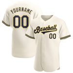 Personalized Navy Gold Baseball Jersey - Authentic Custom Cream Team Apparel Personalized Cream Navy-Gold Authentic Baseball