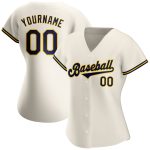 Personalized Navy Gold Baseball Jersey - Authentic Custom Cream Team Apparel Personalized Cream Navy-Gold Authentic Baseball
