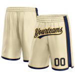 Custom Personalized Basketball Shorts with Team Name and Number - Cream Navy Gold Personalized Cream Navy-Gold Authentic