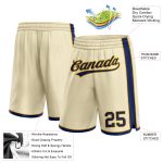 Custom Personalized Basketball Shorts with Team Name and Number - Cream Navy Gold Personalized Cream Navy-Gold Authentic