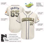 Custom Name and Number Authentic Baseball Jersey - Personalized Cream Navy-Gold Drift Fashion Design Personalized Cream Navy-Gold