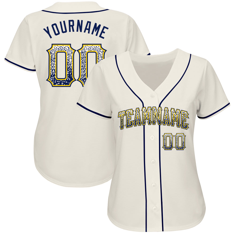 Personalized Cream Navy-Gold Authentic Drift Fashion Baseball Jersey Team Custom Name and Number Custom Name and Number Authentic Baseball Jersey - Personalized Cream Navy-Gold Drift Fashion Design Personalized Cream Navy-Gold - Image 2