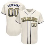 Custom Name and Number Authentic Baseball Jersey - Personalized Cream Navy-Gold Drift Fashion Design Personalized Cream Navy-Gold