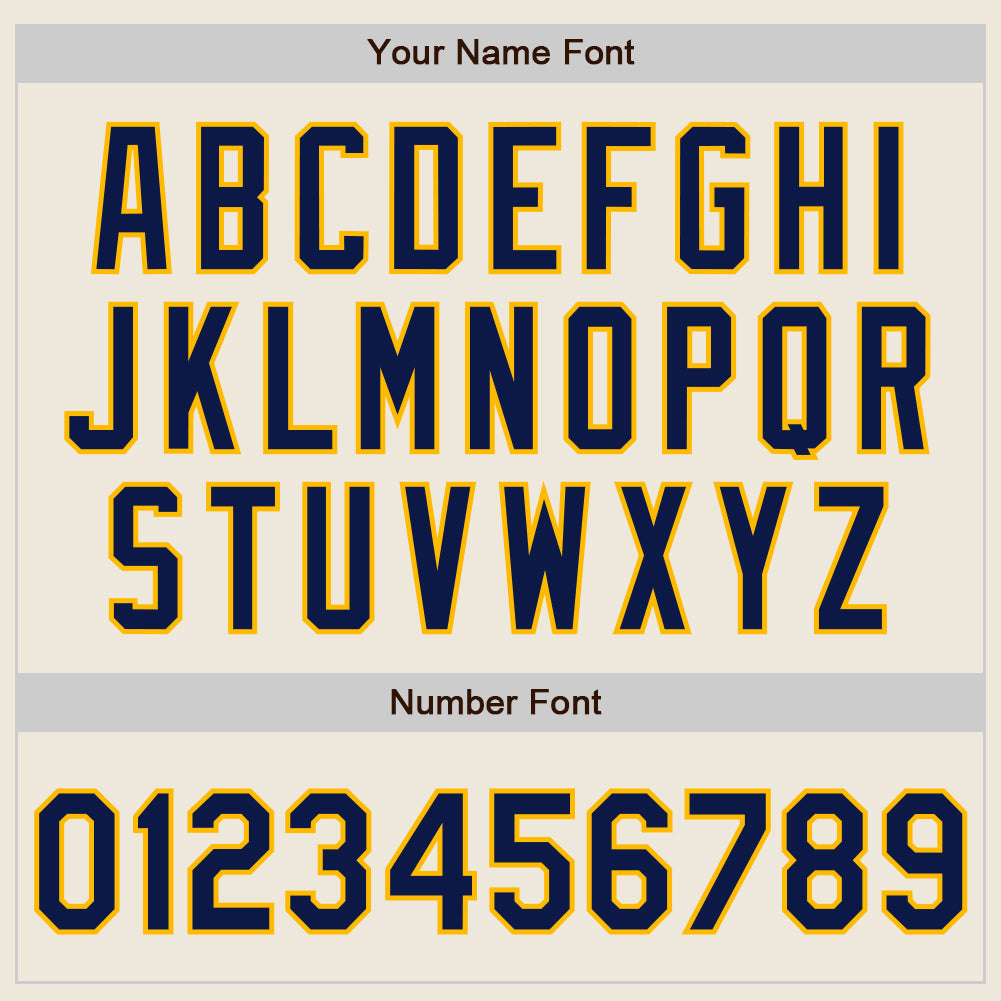 Personalized Cream Navy-Gold Authentic Raglan Sleeves Baseball Jersey Team Custom Name and Number Custom Navy Gold Baseball Jersey with Personalized Name and Number - Authentic Raglan Sleeves Team Gear Personalized Cream - Image 5
