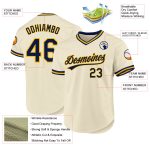 Custom Personalized Baseball Jersey with Name and Number - Cream Navy Gold Authentic Throwback Style Personalized Cream Navy-Gold