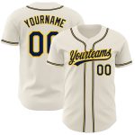 Personalized Navy Gold Baseball Jersey, Custom Cream Jersey for Men, Women, Kids 3 Personalized Cream Navy-Gold Baseball