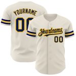 Personalized Navy Gold Baseball Jersey - Custom Cream Jersey for Kids 4 Personalized Cream Navy-Gold Baseball Jersey 4