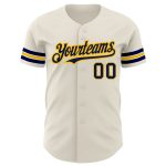 Personalized Navy Gold Baseball Jersey - Custom Cream Jersey for Kids 4 Personalized Cream Navy-Gold Baseball Jersey 4