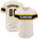 Personalized Navy Gold Cream Baseball Jersey for Men and Women, Custom Player Number 5 Personalized Cream Navy-Gold Baseball