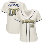 Personalized Drift Baseball Jersey in Cream Navy-Gold Color, Stylish Fashion Top for Fans and Athletes Personalized Cream
