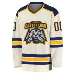Personalized Navy Gold Hockey Jersey - Custom Team Jersey for Fans Personalized Cream Navy-Gold Hockey Jersey 2