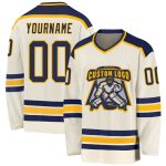 Personalized Navy Gold Hockey Jersey - Custom Team Jersey for Fans Personalized Cream Navy-Gold Hockey Jersey 2