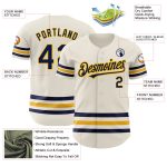 Personalized Navy Gold Line Baseball Jersey - Custom Cream Baseball Shirt Personalized Cream Navy-Gold Line Baseball Jersey