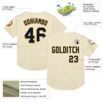 Personalized Navy Gold Cream Authentic Throwback Baseball Jersey Mesh Personalized Cream Navy-Gold Mesh Authentic Throwback