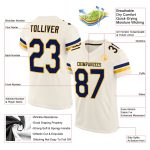 Personalized Navy Gold Football Jersey Mesh Cream Design for Men and Women Personalized Cream Navy-Gold Mesh Football Jersey