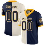Personalized Cream Navy Gold Mesh Football Jersey - Stylish Split Design Personalized Cream Navy-Gold Mesh Split Fashion