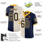 Personalized Cream Navy Gold Mesh Football Jersey - Stylish Split Design Personalized Cream Navy-Gold Mesh Split Fashion