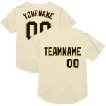 Personalized Navy-Gold Mesh Throwback Baseball Jersey - Custom Cream Design, Perfect for Fans Personalized Cream Navy-Gold