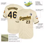 Personalized Navy Gold Cream Mesh Baseball Jersey - Custom Throwback Design Personalized Cream Navy-Gold Mesh Throwback Baseball