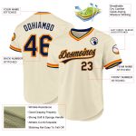 Custom Name Number Authentic Throwback Baseball Jersey - Personalized Cream Navy Gold Orange Team Jersey Personalized Cream