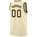 Custom Navy Gold Basketball Jersey Round Neck Rib-Knit Cream Design Personalized Cream Navy-Gold Round Neck Rib-Knit Basketball