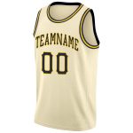 Custom Navy Gold Basketball Jersey Round Neck Rib-Knit Cream Design Personalized Cream Navy-Gold Round Neck Rib-Knit Basketball