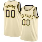 Custom Name Number Personalized Navy Gold Basketball Jersey Rib-Knit Round Neck Personalized Cream Navy-Gold Round Neck Rib-Knit