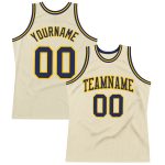 Personalized Navy Gold Basketball Jersey | Custom Throwback Style Personalized Cream Navy-Gold Throwback Basketball Jersey