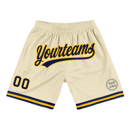 Personalized Navy-Gold Throwback Basketball Shorts Cream 2 for Men Personalized Cream Navy-Gold Throwback Basketball Shorts