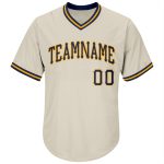 Personalized Navy Gold Baseball Jersey Shirt - Throwback Rib-Knit Design Personalized Cream Navy-Gold Throwback Rib-Knit