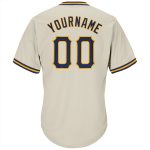 Personalized Navy Gold Baseball Jersey Shirt - Throwback Rib-Knit Design Personalized Cream Navy-Gold Throwback Rib-Knit