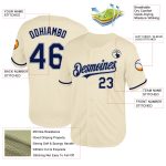Personalized Navy Gray Mesh Baseball Jersey - Throwback Style Cream Personalized Cream Navy-Gray Mesh Throwback Baseball