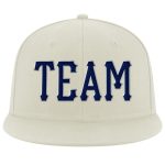 Personalized Adjustable Snapback Hat - Cream Navy Gray Stitched Style Personalized Cream Navy-Gray Stitched Adjustable Snapback