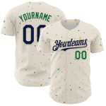 Personalized 3D Confetti Baseball Jersey in Cream Navy & Kelly Green Personalized Cream Navy-Kelly Green 3D Confetti Baseball