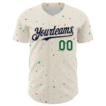 Personalized 3D Confetti Baseball Jersey in Cream Navy & Kelly Green Personalized Cream Navy-Kelly Green 3D Confetti Baseball