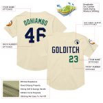Personalized Cream Navy Kelly Green Mesh Baseball Jersey - Throwback Style Personalized Cream Navy-Kelly Green Mesh Throwback