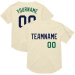 Personalized Cream Navy Kelly Green Mesh Baseball Jersey - Throwback Style Personalized Cream Navy-Kelly Green Mesh Throwback