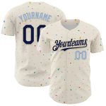 Personalized 3D Confetti Baseball Jersey in Cream Navy-Light Blue Personalized Cream Navy-Light Blue 3D Confetti Baseball