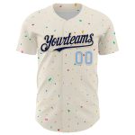 Personalized 3D Confetti Baseball Jersey in Cream Navy-Light Blue Personalized Cream Navy-Light Blue 3D Confetti Baseball