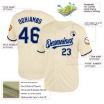 Custom Name Number Personalized Throwback Baseball Jersey Navy Light Blue Mesh Authentic Personalized Cream Navy-Light Blue