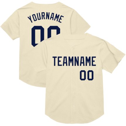 Personalized Navy Cream Mesh Baseball Jersey for Throwback Style Experience Personalized Cream Navy Mesh Throwback Baseball