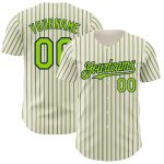 Personalized Neon Green Navy Pinstripe Baseball Jersey Custom Name Number Authentic Personalized Cream (Navy Neon Green Pinstripe)