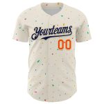 Personalized 3D Confetti Baseball Jersey in Cream Navy-Orange - Custom Sports Apparel Personalized Cream Navy-Orange 3D Confetti