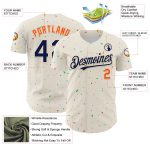 Personalized 3D Confetti Baseball Jersey in Cream Navy-Orange - Custom Sports Apparel Personalized Cream Navy-Orange 3D Confetti