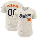Personalized 3D Confetti Baseball Jersey in Cream Navy-Orange - Custom Sports Apparel Personalized Cream Navy-Orange 3D Confetti